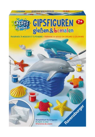 Ravensburger Create & Paint Gipsgieß-Set "Delfin" BLAU 3 Ravensburger Create & Paint Gipsgieß-Set "Delfin" BLAU