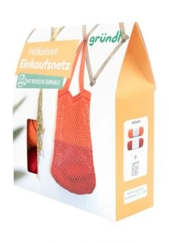 Gründl Häkelset Einkaufsnetz, 200 G ORANGE/ ROT