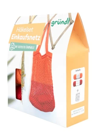 Gründl Häkelset Einkaufsnetz, 200 G ORANGE/ ROT 3 Gründl Häkelset Einkaufsnetz, 200 G ORANGE/ ROT