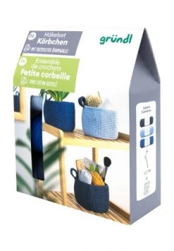 Gründl Häkel-Set "Körbchen", Rund BLAU