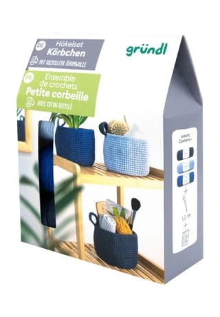 Gründl Häkel-Set "Körbchen", Rund BLAU 3 Gründl Häkel-Set "Körbchen", Rund BLAU