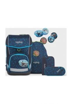 Ergobag Schulranzen-Set "Cubo", Meerestiere, Für Kinder Blau