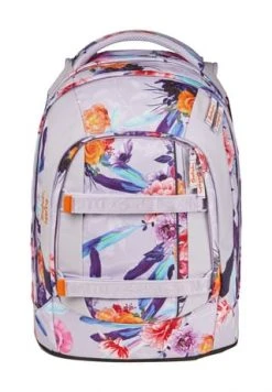 Satch Schulrucksack "pack Endless Bloom", Florales Dessin Weiß/ Violett/ Orange