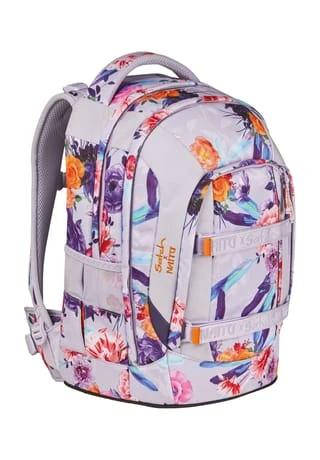 Satch Schulrucksack "pack Endless Bloom", Florales Dessin Weiß/ Violett/ Orange 4 Satch Schulrucksack "pack Endless Bloom", Florales Dessin Weiß/ Violett/ Orange – Bild 2
