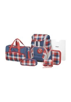 Sammies Schulranzen-Set "Classic Checks 2.0", 7-teilig BLAU/ ROT