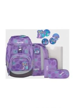 Ergobag Schulranzen Set "SchlittenzauBär", 20 Liter, 6-teilig Flieder