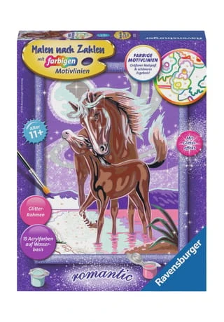 Ravensburger Malen Nach Zahlen, Pferdegeflüster Braun/ Lila/ Rosa/ Silber 3 Ravensburger Malen Nach Zahlen, Pferdegeflüster Braun/ Lila/ Rosa/ Silber